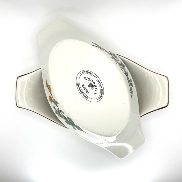 Woodhill Fine Bakeware Au Gratin Dishes Floral Design Oven Safe Set of 2 - Picture 7 of 8